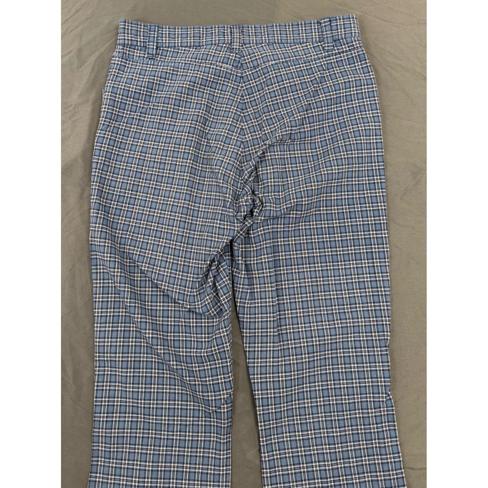 Vintage Gap Blue Jeans Womens 4 Blue Plaid Straight Leg Cotton Trousers 90's - Picture 10 of 11